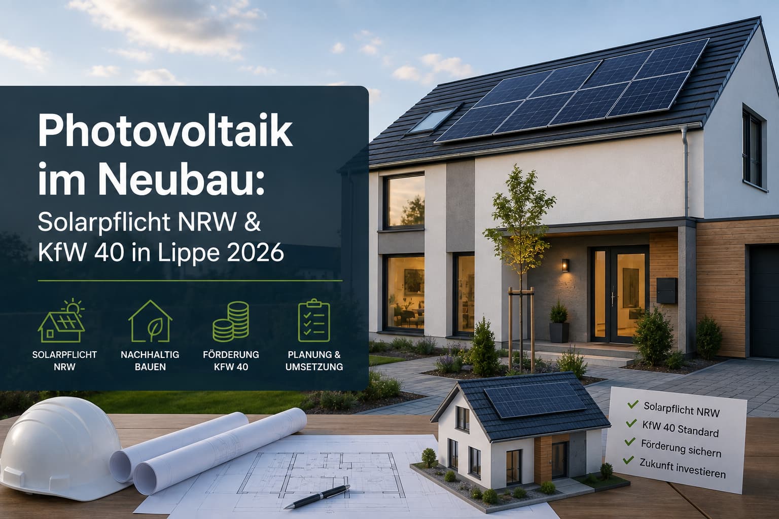 Photovoltaik im Neubau: Solarpflicht NRW & KfW 40 in Lippe 2026